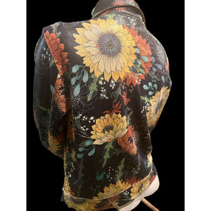 nwt vegan leather jacket w sunflowers by Adore w pockets button front size Large